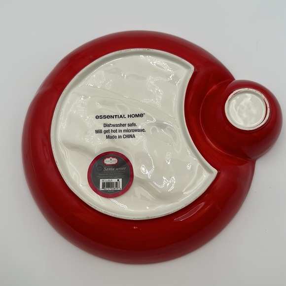 Essential Home Christmas Holiday Chip and Dip Santa Face Ceramic Plate - Picture 7 of 16